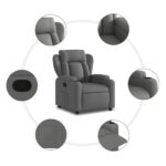 Fauteuil inclinable en tissu gris foncé – Image 3