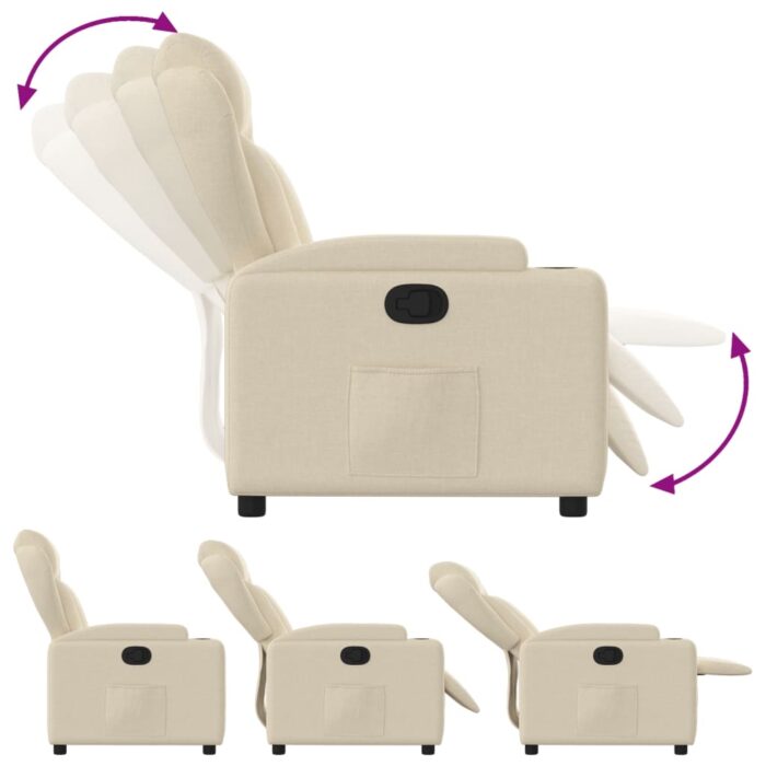 Fauteuil inclinable en tissu crème – Image 2