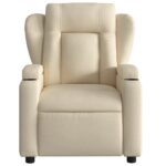 Fauteuil inclinable en tissu crème – Image 4