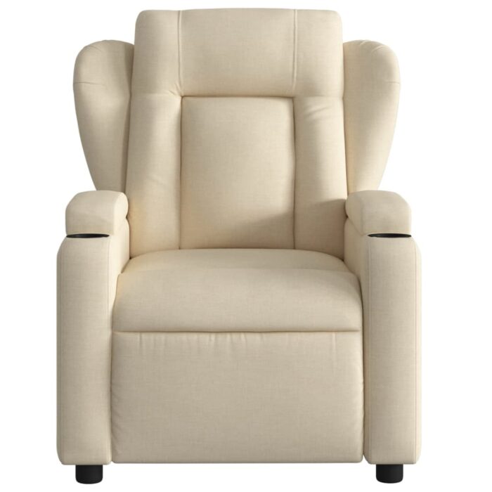 Fauteuil inclinable en tissu crème – Image 4