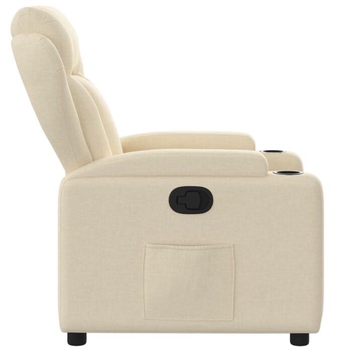 Fauteuil inclinable en tissu crème – Image 5