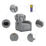 Fauteuil de massage inclinable gris clair tissu – Image 4