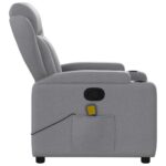 Fauteuil de massage inclinable gris clair tissu – Image 6