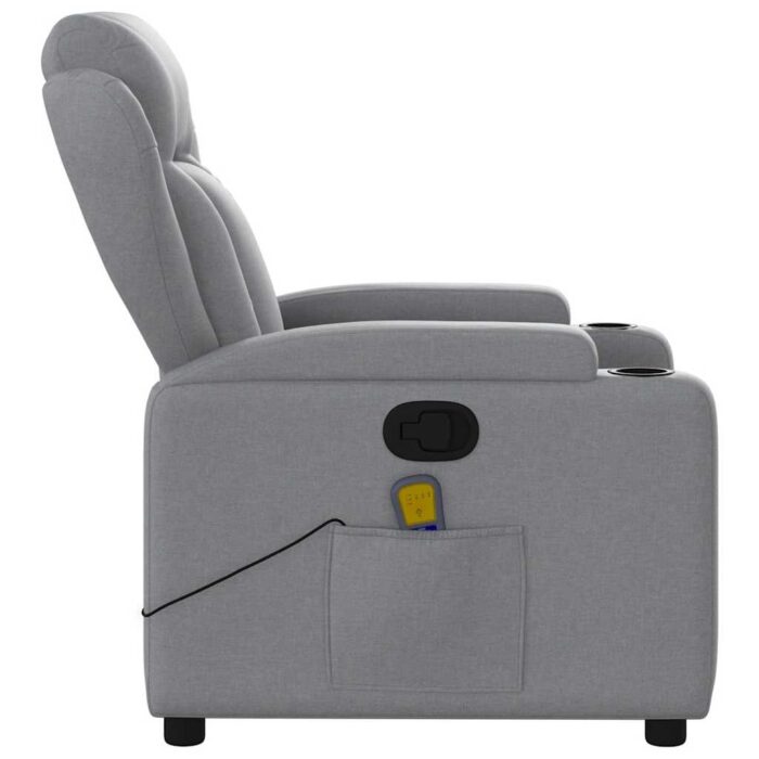 Fauteuil de massage inclinable gris clair tissu – Image 6