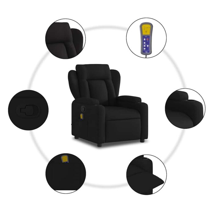 Fauteuil de massage inclinable noir tissu – Image 4
