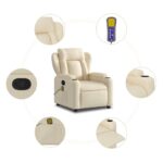 Fauteuil de massage inclinable crème tissu – Image 4
