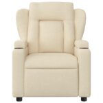 Fauteuil de massage inclinable crème tissu – Image 5