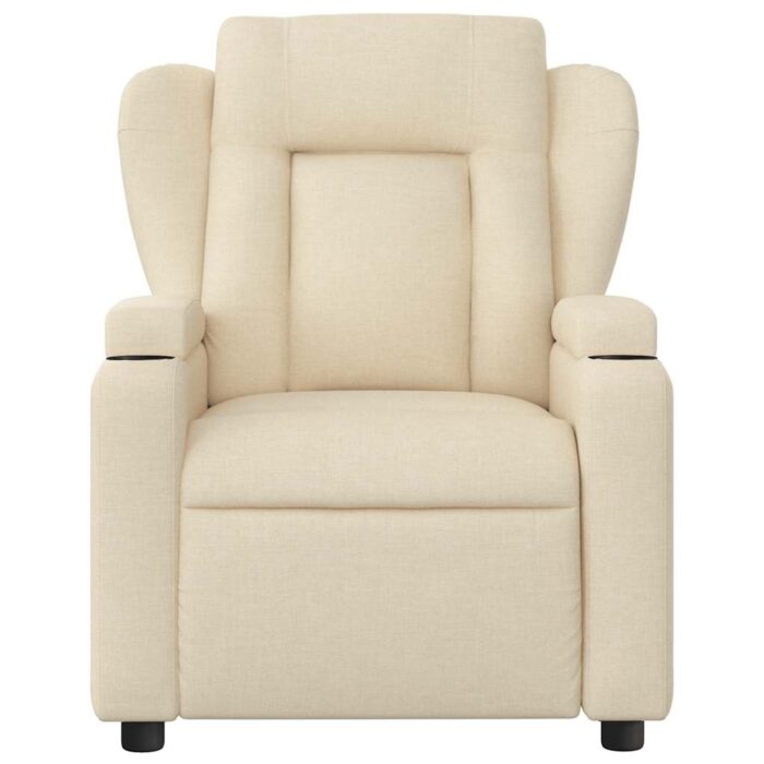 Fauteuil de massage inclinable crème tissu – Image 5