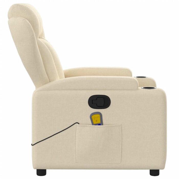 Fauteuil de massage inclinable crème tissu – Image 6