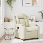 Fauteuil de massage inclinable crème similicuir