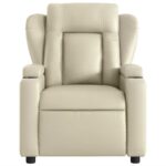 Fauteuil de massage inclinable crème similicuir – Image 5