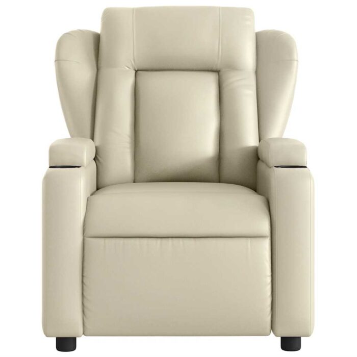 Fauteuil de massage inclinable crème similicuir – Image 5