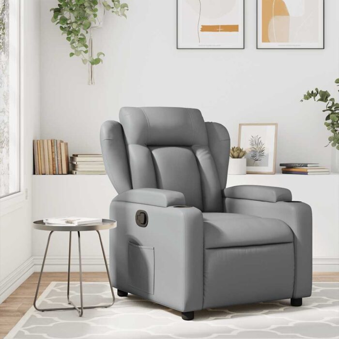 Fauteuil de massage inclinable gris similicuir – Image 1