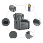Fauteuil de massage inclinable gris similicuir – Image 4