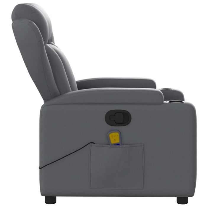 Fauteuil de massage inclinable gris similicuir – Image 6