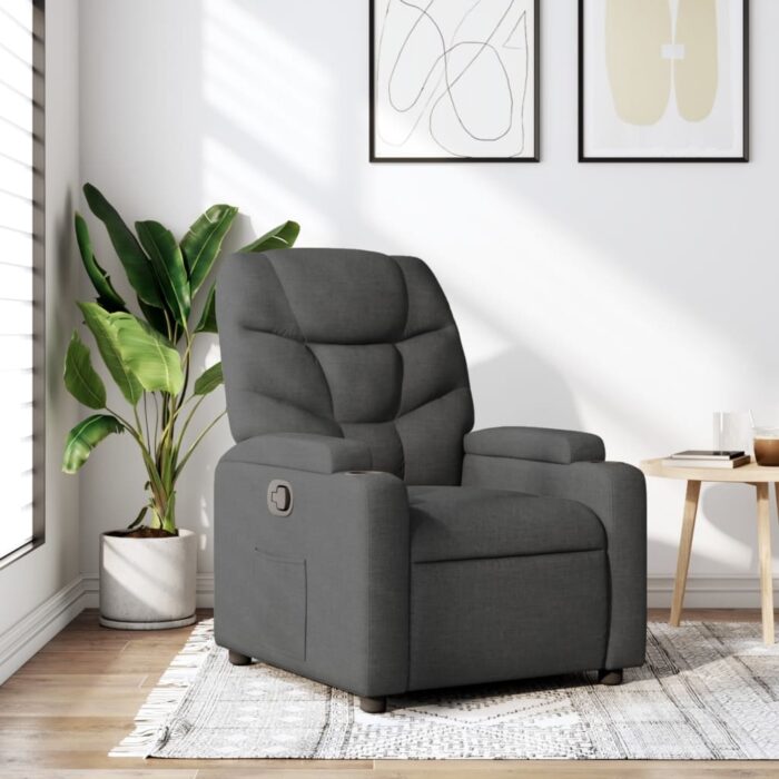 Fauteuil inclinable en tissu gris foncé – Image 1