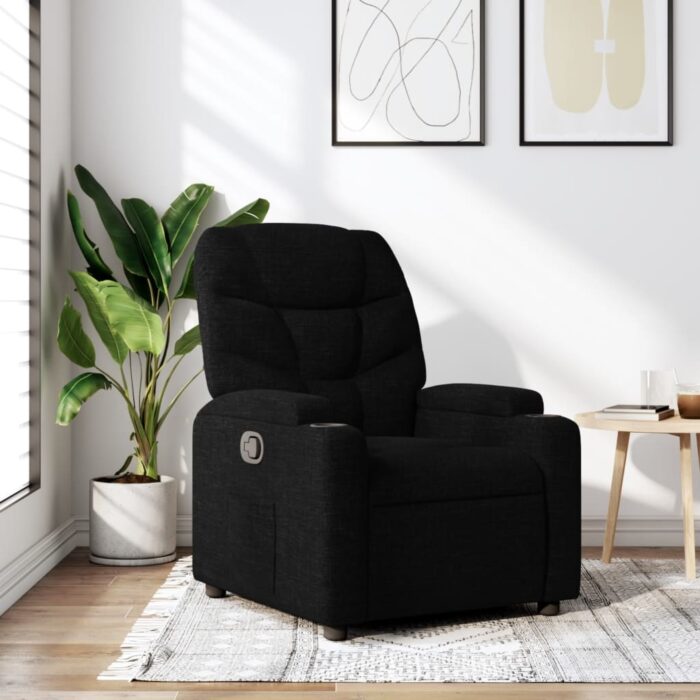 Fauteuil inclinable en tissu noir – Image 1