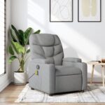 Fauteuil de massage inclinable gris clair tissu