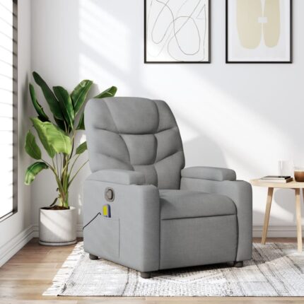 Fauteuil de massage inclinable gris clair tissu