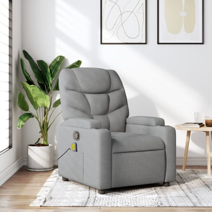 Fauteuil de massage inclinable gris clair tissu – Image 1