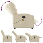 Fauteuil de massage inclinable crème tissu – Image 3