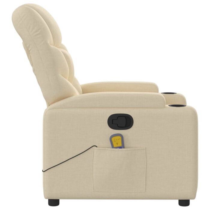 Fauteuil de massage inclinable crème tissu – Image 6