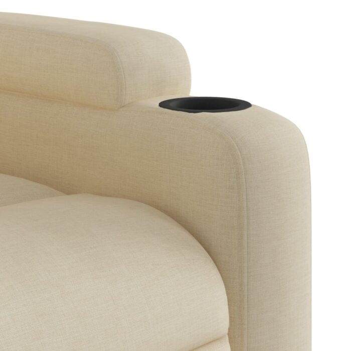 Fauteuil de massage inclinable crème tissu – Image 7