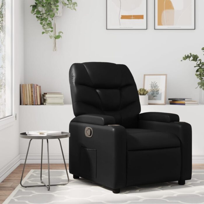 Fauteuil inclinable en similicuir noir – Image 1