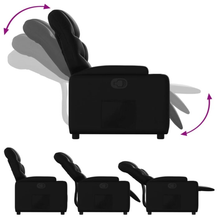 Fauteuil inclinable en similicuir noir – Image 2