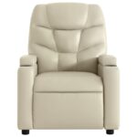 Fauteuil inclinable en similicuir crème – Image 4
