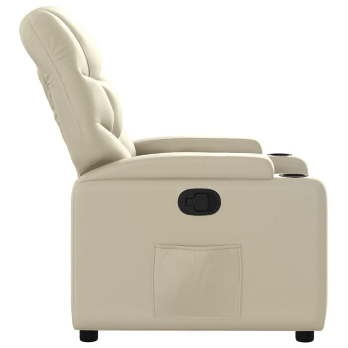 Fauteuil inclinable en similicuir crème – Image 5