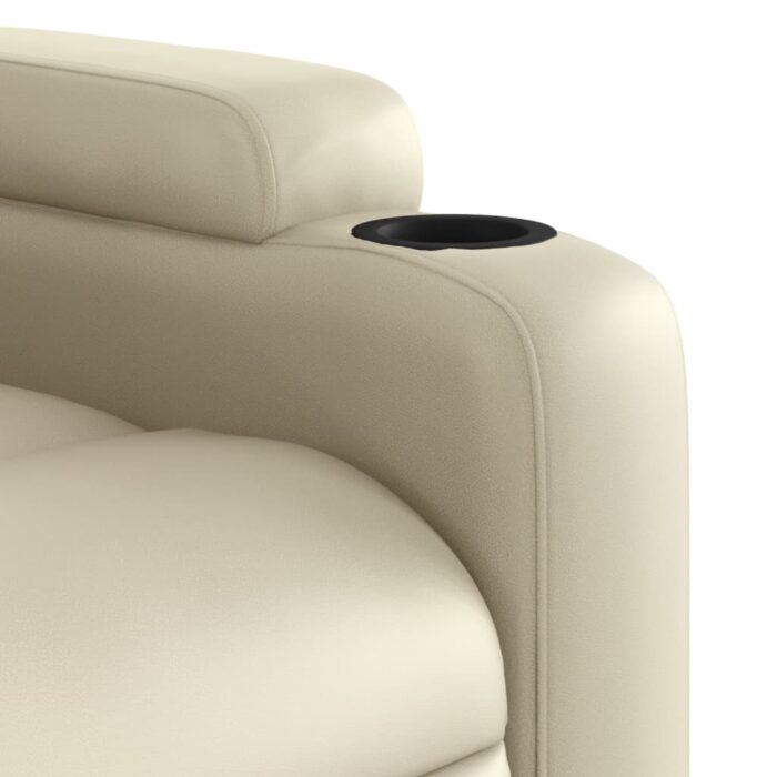 Fauteuil inclinable en similicuir crème – Image 6
