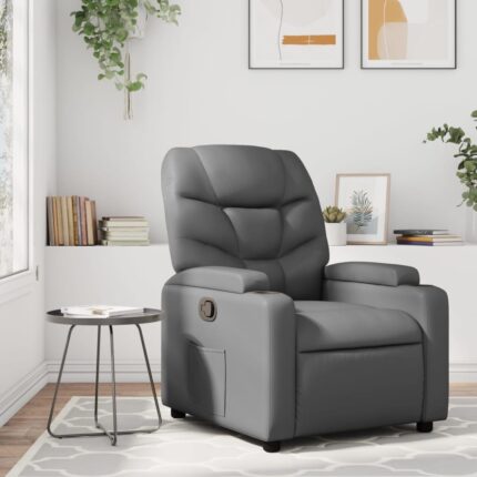 Fauteuil inclinable en similicuir gris