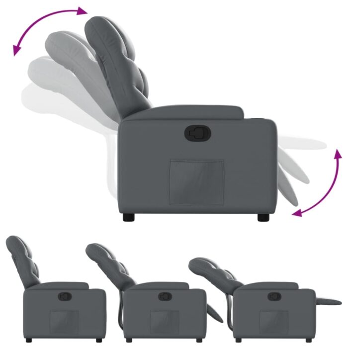 Fauteuil inclinable en similicuir gris – Image 2