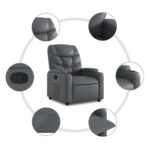 Fauteuil inclinable en similicuir gris – Image 3