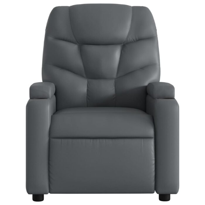 Fauteuil inclinable en similicuir gris – Image 4