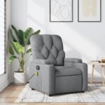 Fauteuil de massage inclinable gris clair tissu