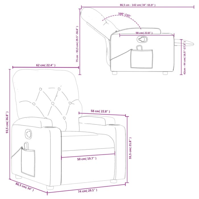 Fauteuil de massage inclinable gris clair tissu – Image 10