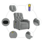 Fauteuil de massage inclinable gris clair tissu – Image 4