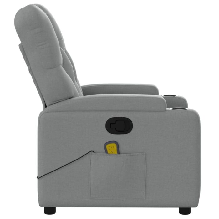Fauteuil de massage inclinable gris clair tissu – Image 6