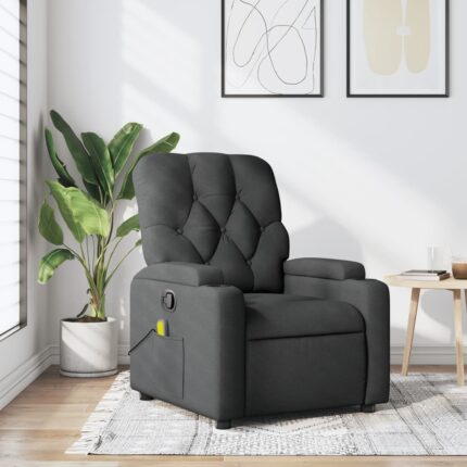 Fauteuil de massage inclinable gris foncé tissu