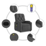 Fauteuil de massage inclinable gris foncé tissu – Image 4