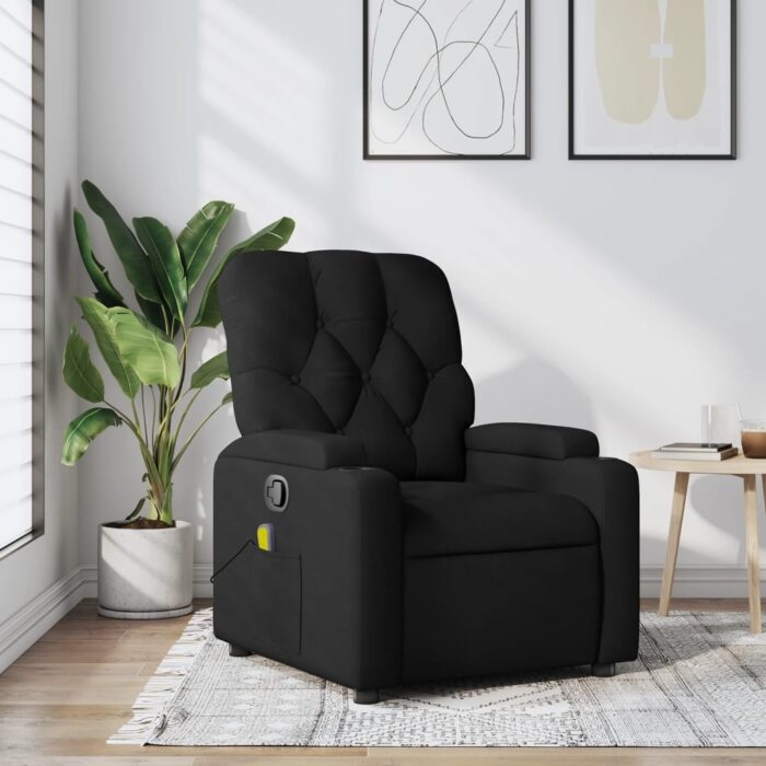 Fauteuil de massage inclinable noir tissu – Image 1