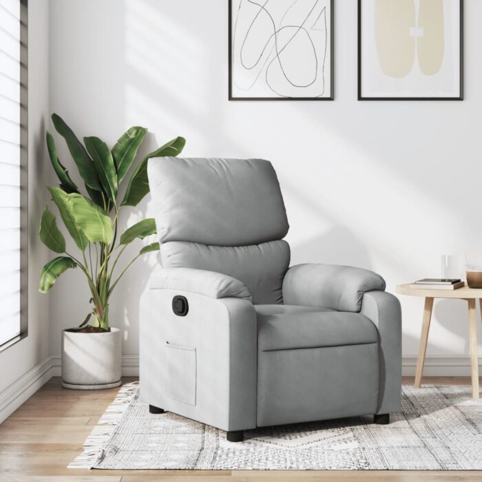 Fauteuil inclinable en tissu gris clair – Image 1
