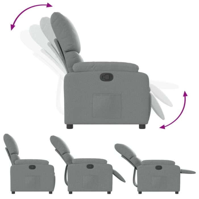 Fauteuil inclinable en tissu gris clair – Image 2