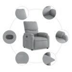 Fauteuil inclinable en tissu gris clair – Image 3