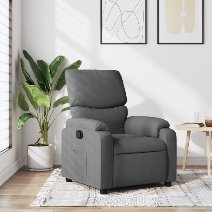 Fauteuil inclinable en tissu gris foncé – Image 1