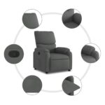 Fauteuil inclinable en tissu gris foncé – Image 3