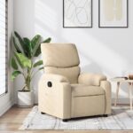 Fauteuil inclinable en tissu crème
