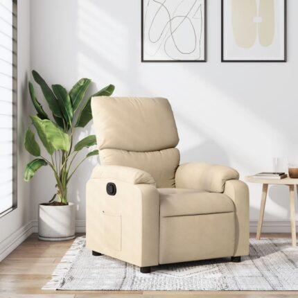Fauteuil inclinable en tissu crème